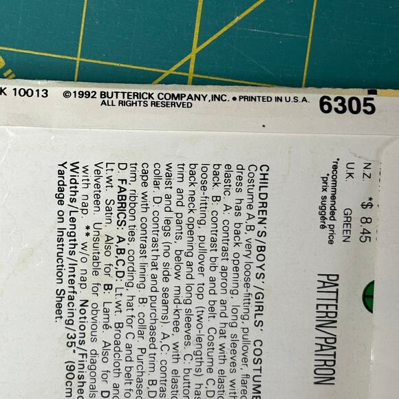 Butterick Sewing Pattern 6305 Sz 4-14 Pilgrim Squire Lady Queen Costume Theater - Picture 6 of 6